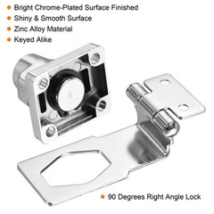 2pcs 3″ Keyed Alike Hasp Lock 90 Degree Chrome Plated Twist Knob Silver