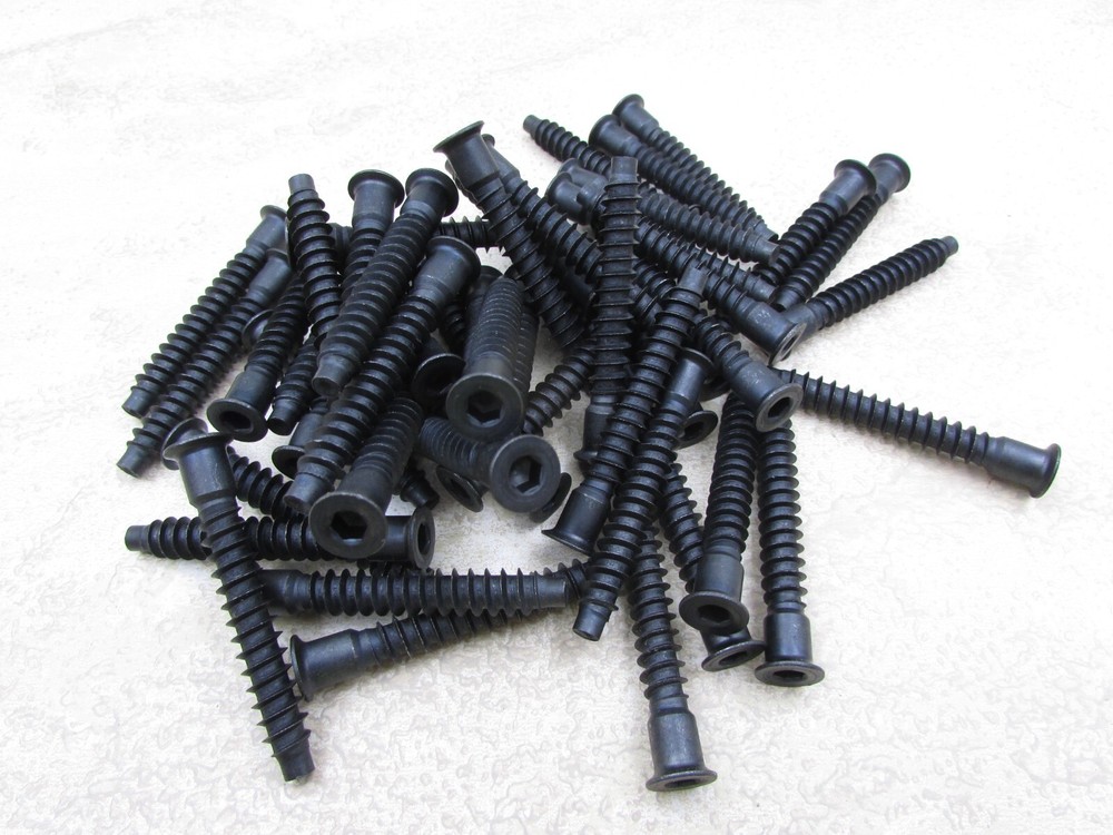 50 PACK Heavy Duty 7 x 50mm Black Hafele Confirmat Assembly Screws 10mm Head