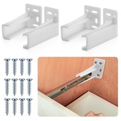 Durable Plastic Drawer Track Socket Back Plates – 2 Pair Mounting Brackets for R