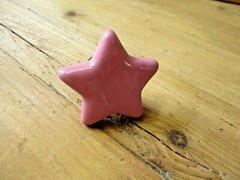 10 Ceramic Knobs STAR Drawer Pull Cupboard Door Knobs Porcelain Bathroom Pink