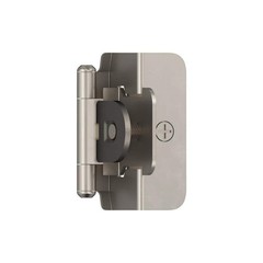 Cabinet Hinge 1/2in Overlay Satin Nickel Double Demountable Steel 2 Pack Set