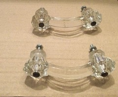 2 Crystal CLEAR Glass Cabinet Pulls Drawer Handles Hardware Victorian Style