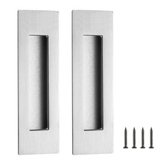 2 Pack Brushed Nickel Sliding Closet Door Handles Silver Flush Pulls 7in Length