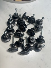 Vintage Style Black and Silver cabinet knobs – Qty 19