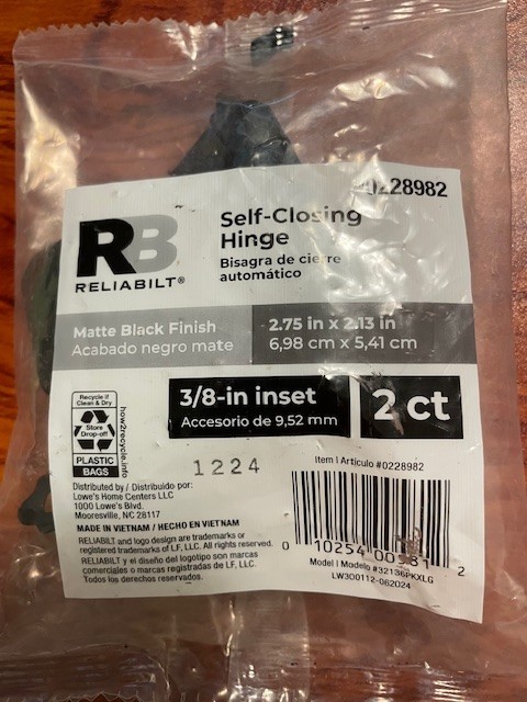 Reliabilt Cabinet Hinge 3/8-in Inset Black Finish 2-pack Black (a1)