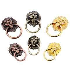 European Antique Furniture Cabinet Drawer Handles Pulls Bronze Lion Head Rings