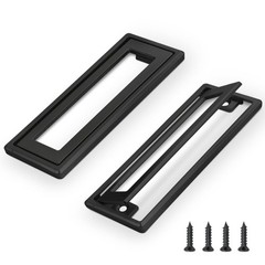 2 PCS Black Square Recessed Flush Door Pull 4.53×1.77 Inch Zinc Alloy Hatch