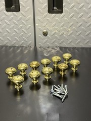 Lot of 11 Polished Solid Brass Gold Cabinet Drawer Knob Pulls W/screws 1.25 In