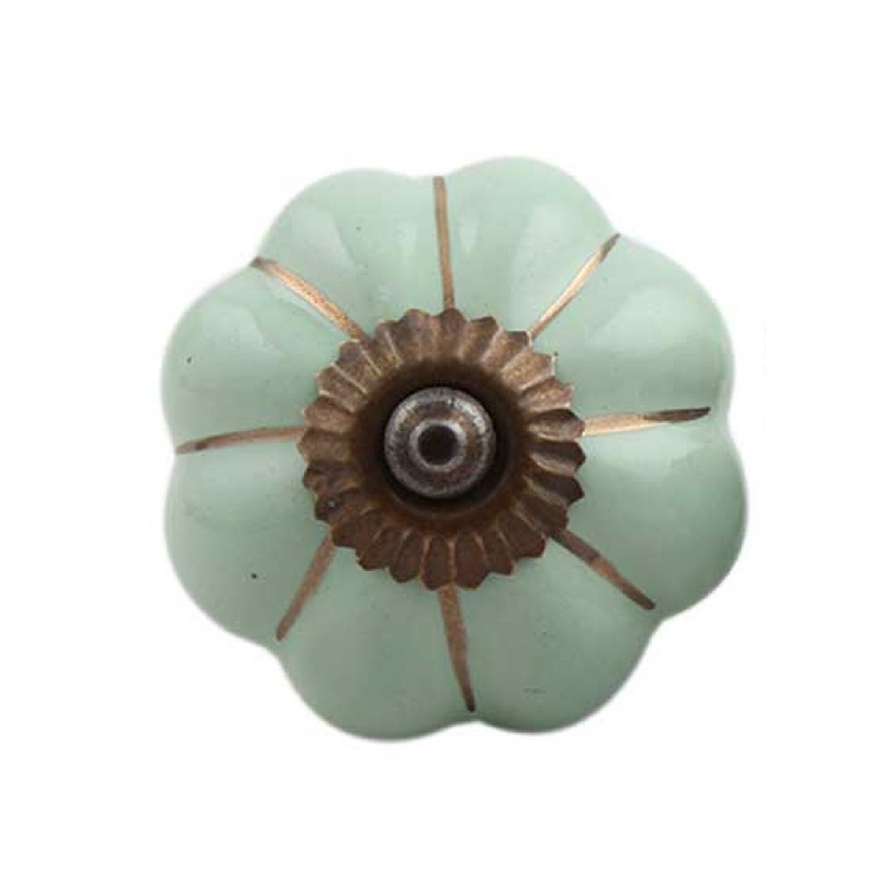 MarktSq Set of 2 Pistachio Green Ceramic Cabinet Knobs