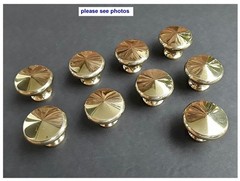 9x Unlacquered Polished Brass 1-1/4″ Cabinet Knob Hardware Solid Brass Peaked