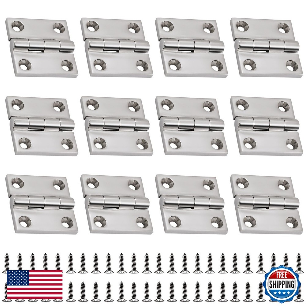 Laorde 316 Stainless Steel Marine Hinges 1.5″ x 1.5″ 12 Pack Boat Hatch