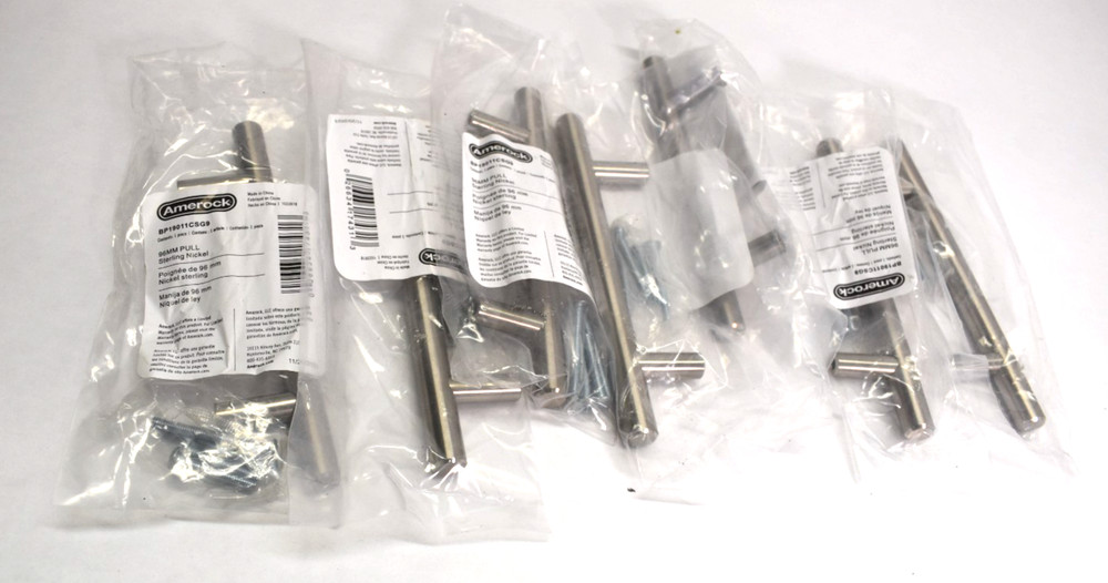 Amerock 96mm Pull Sterling Nickel Handle w Screws BP19011CSG9 Lot of 7