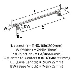 Winsome 101/16 Inch 256mm Center Polished Chrome Cabinet Pull BP3677226