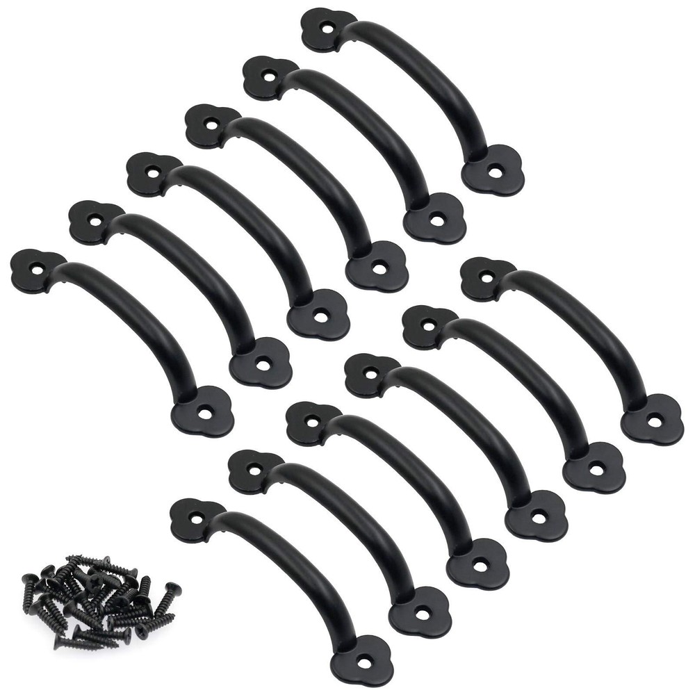 12 Pack 4 Inch Matte Black Cabinet Pulls Rustic Antique Handles for Kitchen