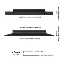25 Pack Black Cabinet Finger Pulls 3-3/4″ for Kitchen & Bathroom Drawers