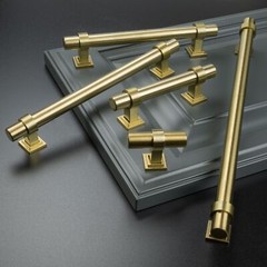 Gold Satin Brass Brushed Modern Cabinet Handles Pulls Kitchen Hardware Stainless