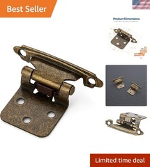 Decorative Antique Brass Cabinet Hinges, 60 Pack, Self-Closing & Easy Install
