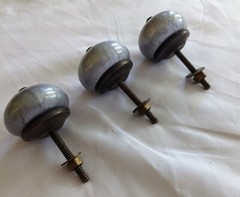 Silver Gray Round Knobs Pulls Iridescent Swirl Vintage Inspired Metal Center 3