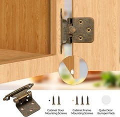 50 Pack (25 Pairs) Antique Brass Kitchen Cabinet Hinges Overlay Self Closing Fac