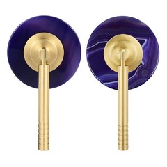 Set of 2 Round Agate Slice Drawer Knobs with Screw, Crystal Stone Pull Handle…