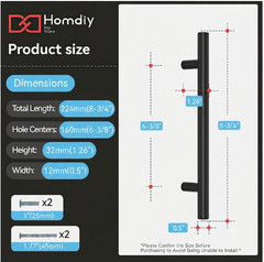 homdiy Black Cabinet Handles pulls 25 Pack 6-3/8 inch Hole Center