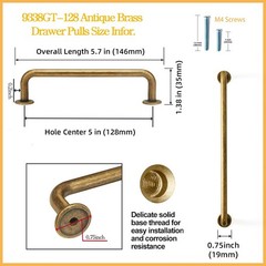 6 Pack Cabinet Pulls Antique Brass Alloy Drawer Pulls Kitchen Hardware – 5.04…