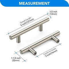 Brushed Nickel Cabinet Handles 3 Inch Hole Spacing Stainless Steel Drawer Pul…