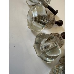 Vintage Clear Glass Hexagon Drawer Pulls Set of 5 Antique Cabinet Knobs 1 Inch