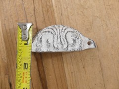6 Cup Pulls Distressed White Drawer Cabinet Bin Handles Cast Iron Hardware Knob