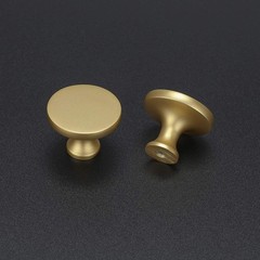 GOLDENWARM Cabinet Knob Brushed Brass Round Drawer Pull 1.26in Zinc Alloy10 Pack