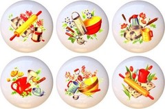 Set of 6 Vintage-look Kitchen CERAMIC Drawer Pulls Dresser Drawer Cabinet Knobs