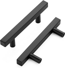 Black Modern Square Cabinet Handles Bar Pulls Kitchen Hardware Stainless Steel