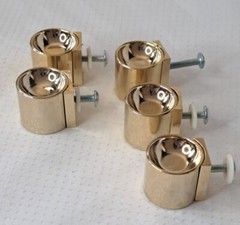 10 Vintage Mid-Century Modern Barrel Plastic Cabinet Drawer Knobs Gold