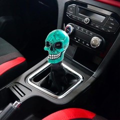 Car Shifter Knobs Racing Gear Lever Skull Head Manual Shift Stick Light Blue