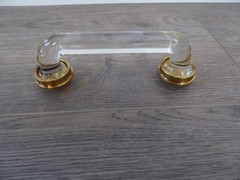 Metallic Gold Metal & Glass Handle Drawer Pull Sleek Modern Elegant Simple Pull