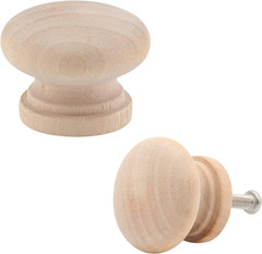 Uenhoy 30 Pcs round Wooden Cabinet Knobs 1-1/8″ (28Mm) Unfinished Wooden Pulls M