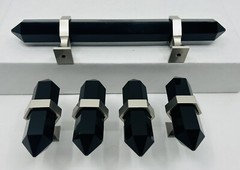 5 Stephan D. Evans Black Obsidian (Dragon Crystal) Drawer, Pulls Glass Handles