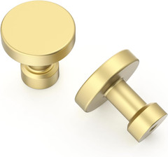 Asidrama 10 Pack 1-1/4 inch Brushed Gold Kitchen Cabinet Knobs Gold Dresser Knob