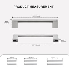 10 Pack 6.25 Hole Brushed Nickel Cabinet Pull Handle, 160mm Modern Drawer