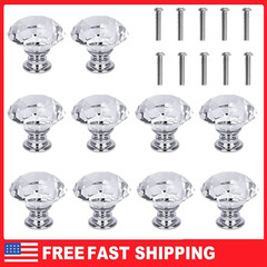 10Pcs Crystal Glass Cabinet Knob Diamond Shape 30mm Drawer Cupboard Handle Pulls