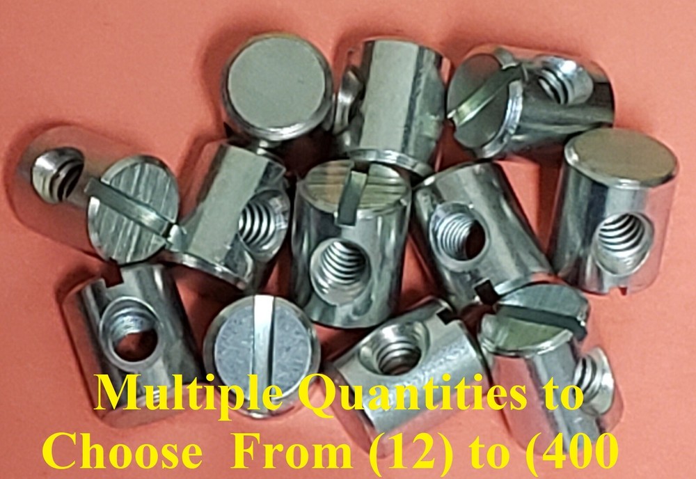 Cross Dowels/Barrel Nuts 10-24 12mm x 10mm Center Hole Zinc Sloted Steel CNC