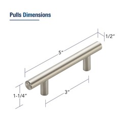 JOY DECOR 30 Pack 5 Inch Cabinet 3” Hole Center, Brushed Nickel T-Shaped