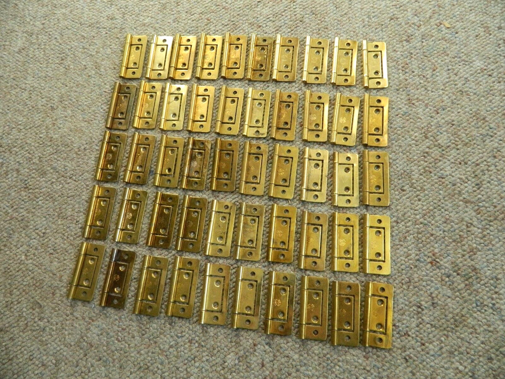 50 PCS – 2″ Non-Mortise Butt Hinges – Brass Plated W/ 200 Screws NEW OLD STOCK!