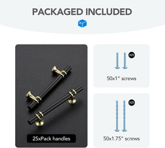 Matte Black and Brushed Brass Cabinet Handles, 3 Inch Hole Center Modern T-Bar D