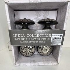 India Collection 4-Pack Black/Silver Satin Metal Drawer Pulls 1.5in CDK14B
