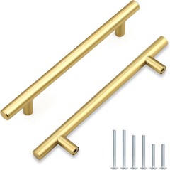 Knobonly 30 Pack 5 Inch Hole Center Gold Cabinet Pulls, Brass Kitchen Cabinet Dr