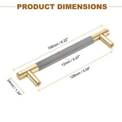 Cabinet Handles, 14Pcs 5″ Aluminum Alloy Champagne Gold Knurled Pulls (Silver)
