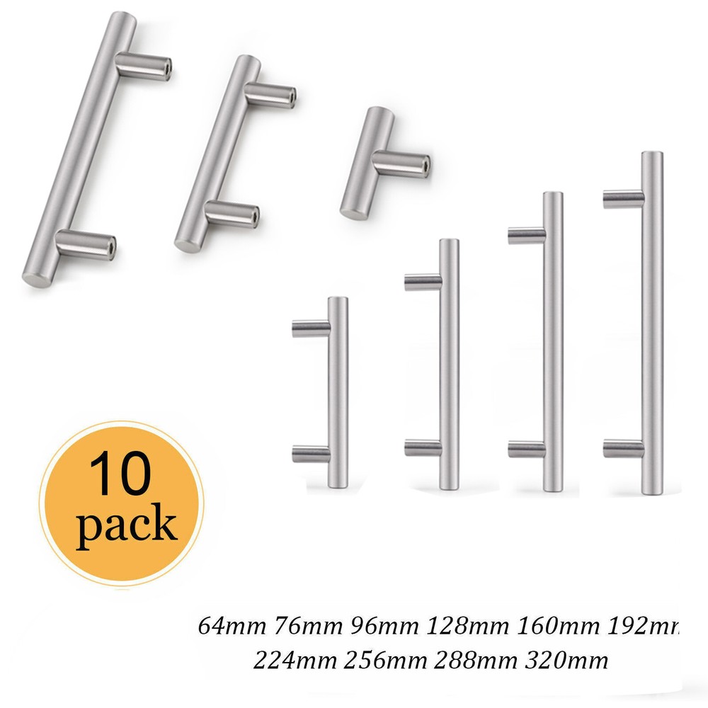 10Pack Brushed Nickel Cabinet Pulls Stainless Steel Drawer T Bar Handles 2″-12″