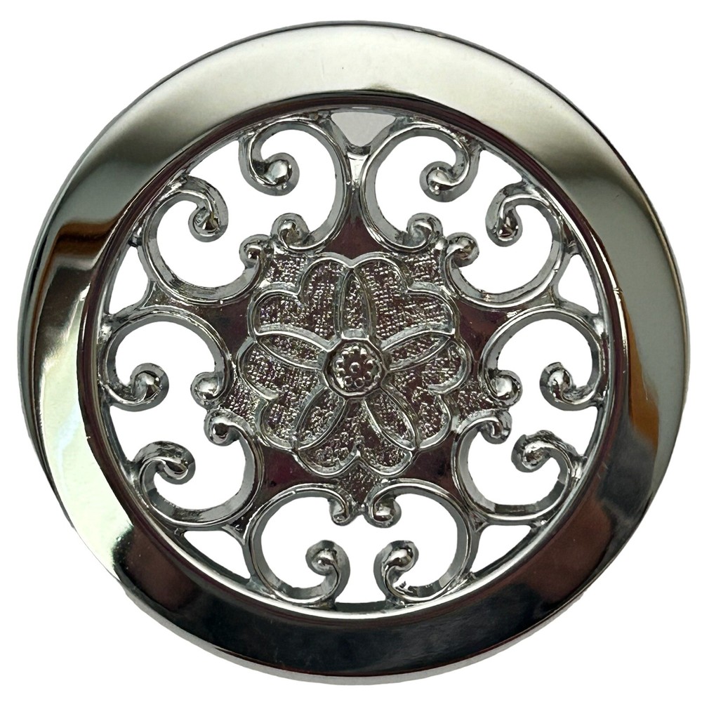 Lot of 10 Cabinet Knobs 2″ Filigree Polished Silver Chrome Pull Drawer Furniture