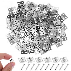 100PCS Mini Hinges for Crafts 0.3 x 0.4 Inch Tiny Metal Hange 180 Degree Smal…